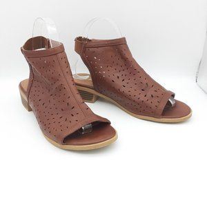 Mia Girls Eliza bootie open toe pull-on sling back low heel brown size 5